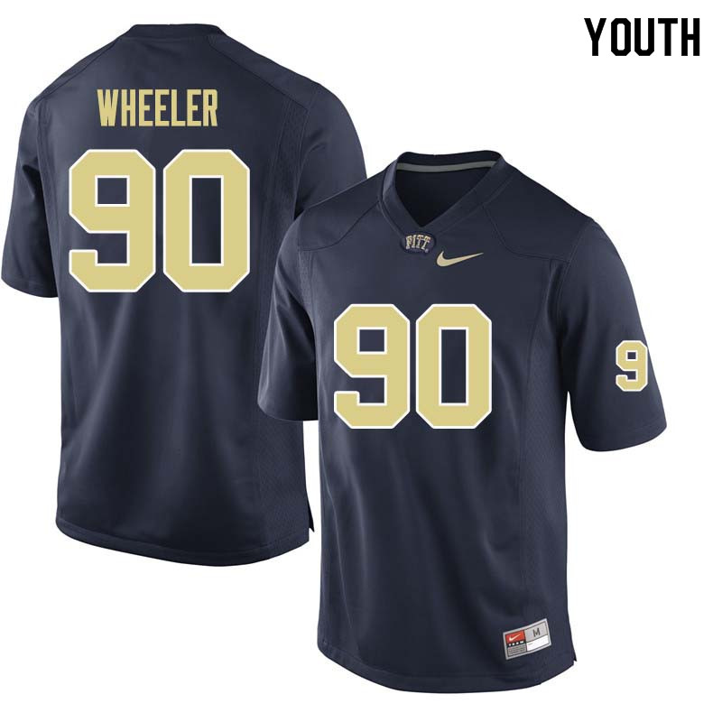 Youth #90 Rashad Wheeler Pittsburgh Panthers College Football Jerseys Sale-Navy